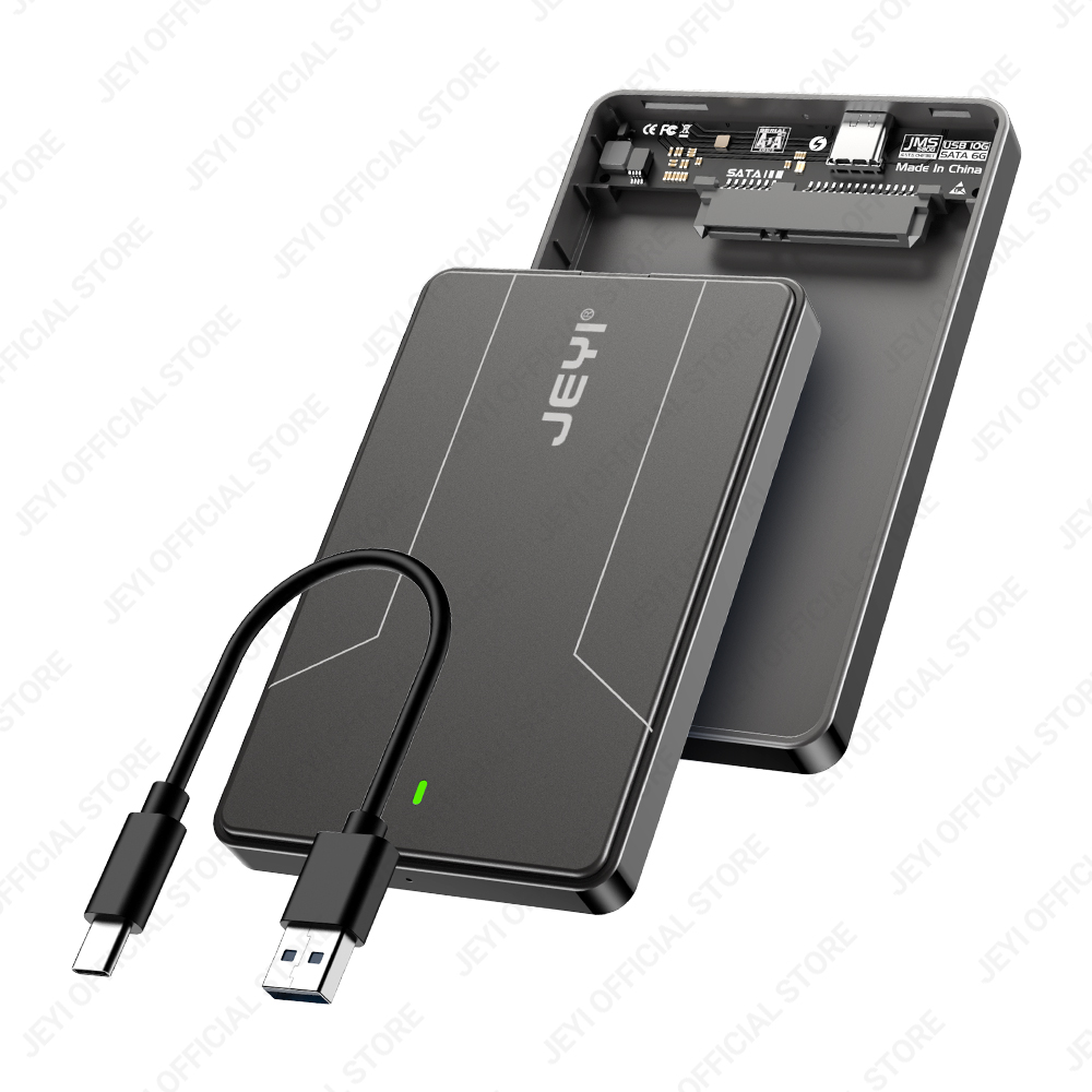 JEYI 2.5 inch External Hard Drive Enclosure Type C 3.1 to SATA III for 7mm and 9.5mm SATA HDD SSD Tool Free [UASP Supported]: Default Title