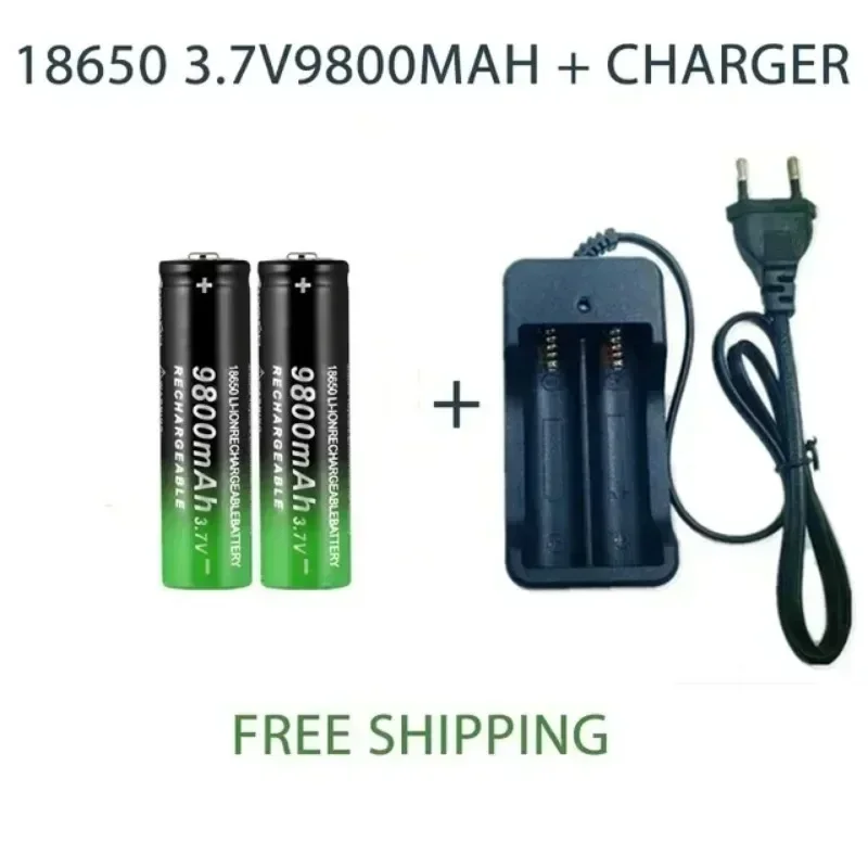 18650 Akku Akku 3,7 V 9800mAh Kapazität Li-Ionen-Akku für Taschenlampe Taschenlampe Batterie ladegerät