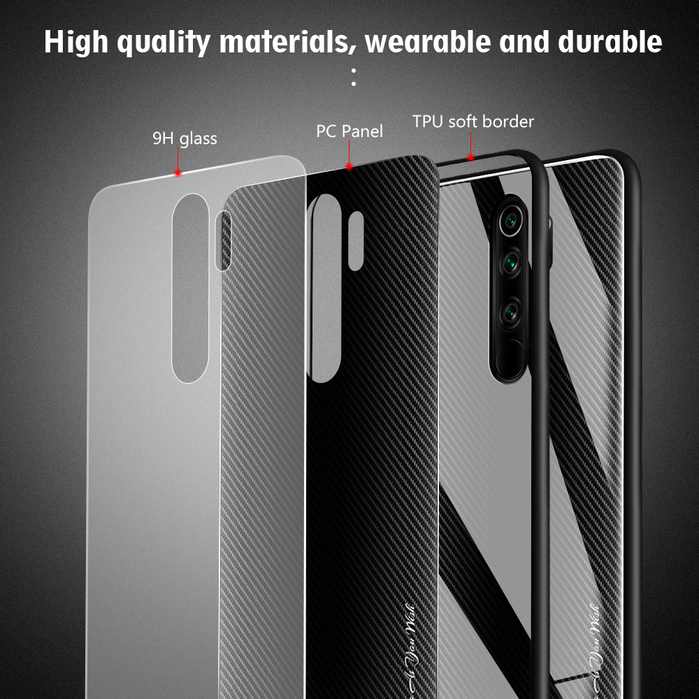 Gradient Tempered Glass Case For Xiaomi Redmi Note 8 Pro TPU Bumper Full Protective Back Cover on Redmi 8A 8 Note 8 Case