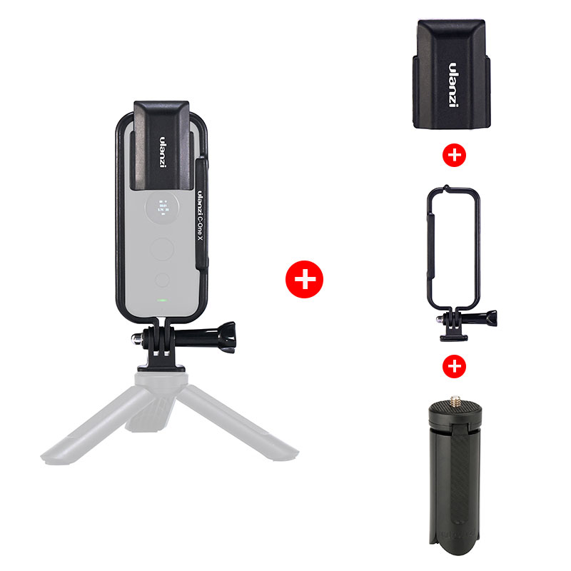 Ulanzi Kunststoff Schutzhülle Rahmen für Insta 360 eins X Gehäbenutzen KäFeige mit Kamera Objektiv Kappe Aktion Kamera Adapter Bausatz: schwarze farbe