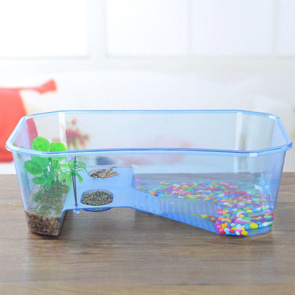 Reptiel, schildpad, terrarium, plastic aquarium, bak met zonnehelling, droogplatform, reptielenkooi