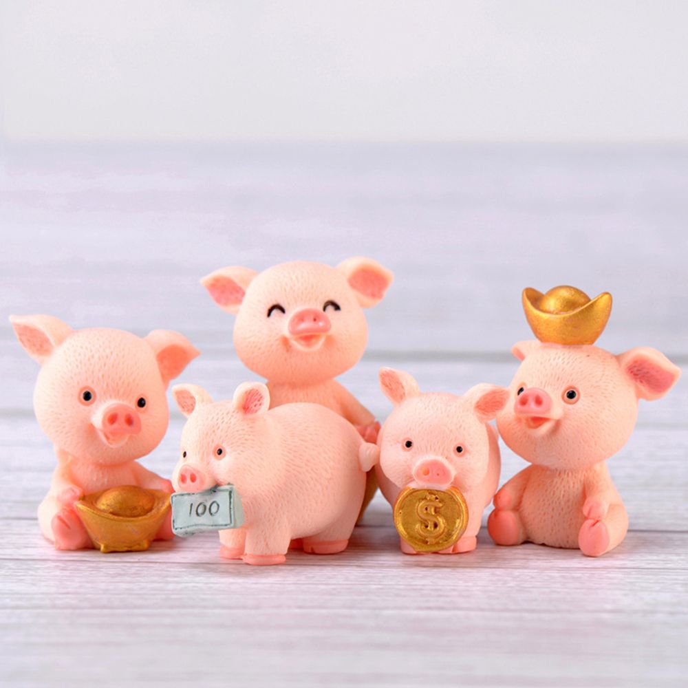 1Pcs Leuke Lucky Pig Cijfers Beeldjes Diy Hars Miniatuur Craft Tafel Decoratie Benodigdheden Voor Kinderen Tuin Ornament