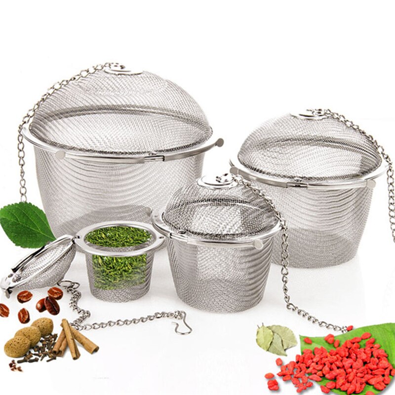 Stainless Steel Teakettle Locking Tea Filter Reusable Spice Seasoning Ball Mesh Herbal Ball Tea Coffee Strainer Infuser Tools