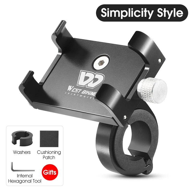 Soporte de teléfono para ciclismo WEST BIKING, soporte ligero de aleación de aluminio para manillar de bicicleta, soporte para teléfono, accesorios para bicicleta de montaña y carretera: Amarillo