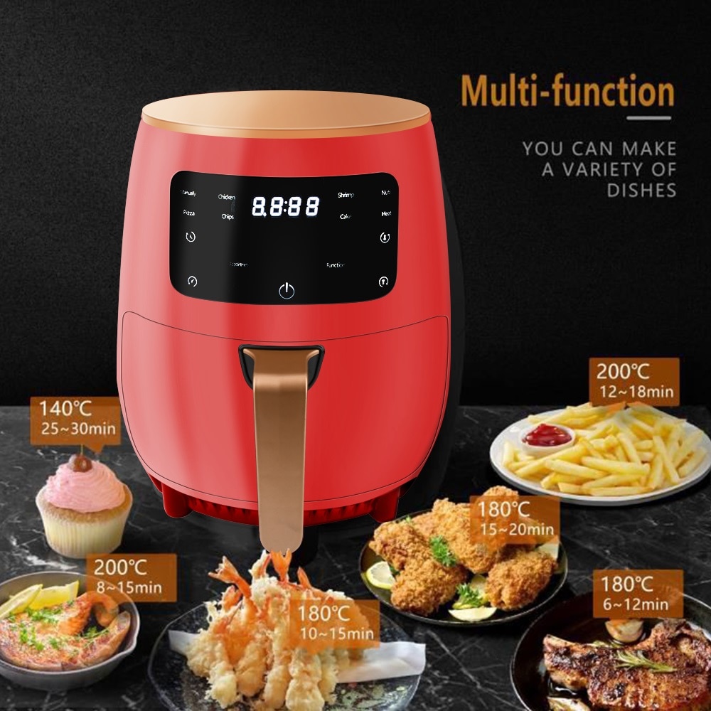 4.5L 1400W 220V Multifunction Air Fryer Oil free Health Fryer Cooker Smart Touch LCD Deep Airfryer Pizza Fryer for French fries