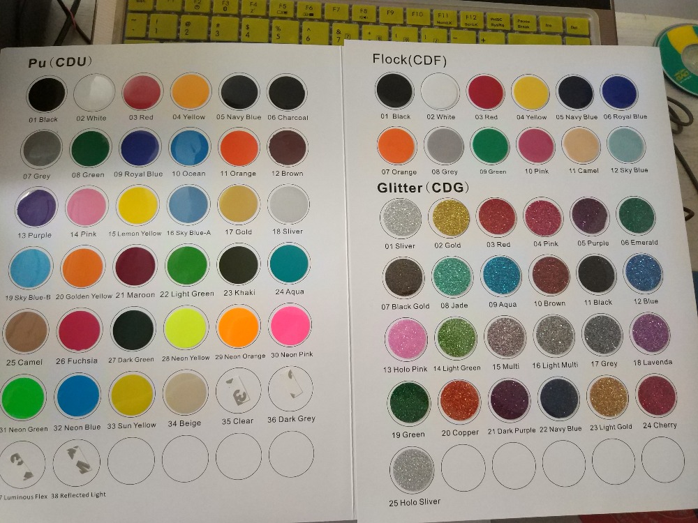 heat transfer Vinyl film color swatches book