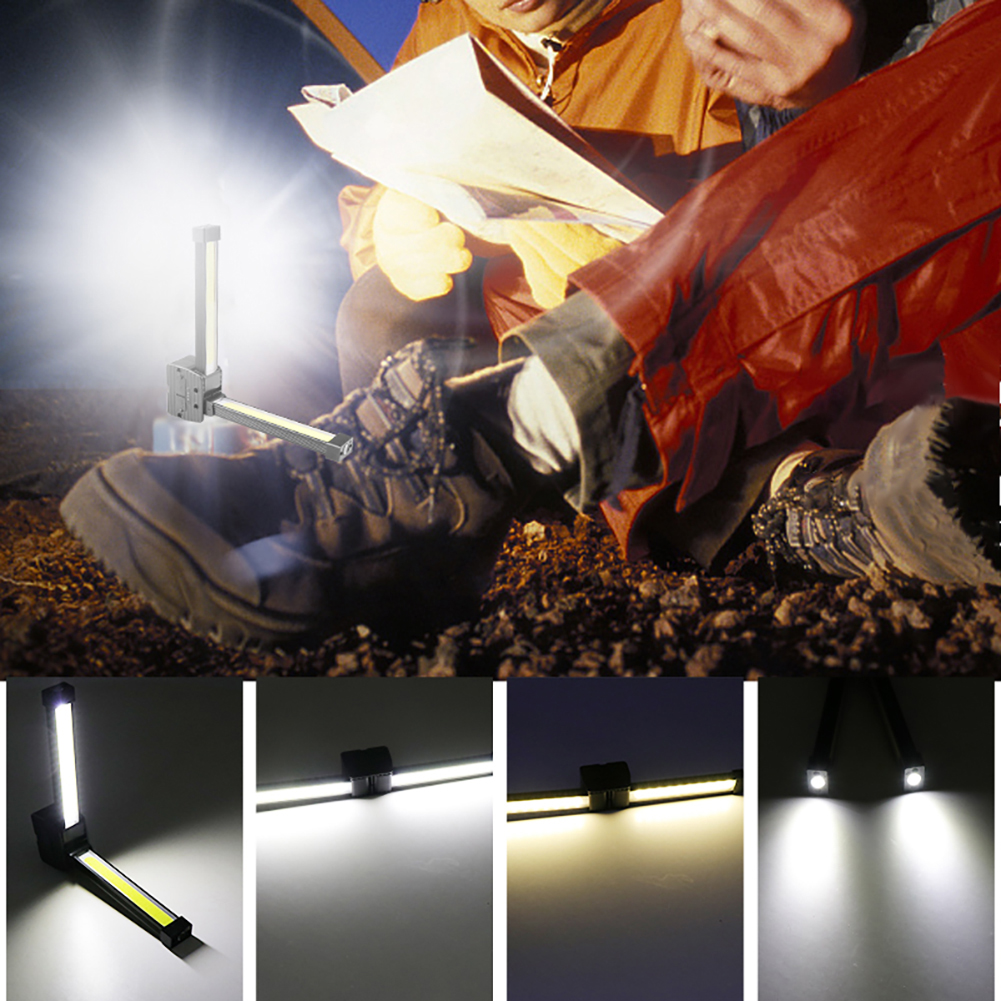 Cob led-lommelygte bærbar usb-genopladelig bilarbejdslampe magnetisk lommelygte hængende kroglampe til reparation campinglanterne