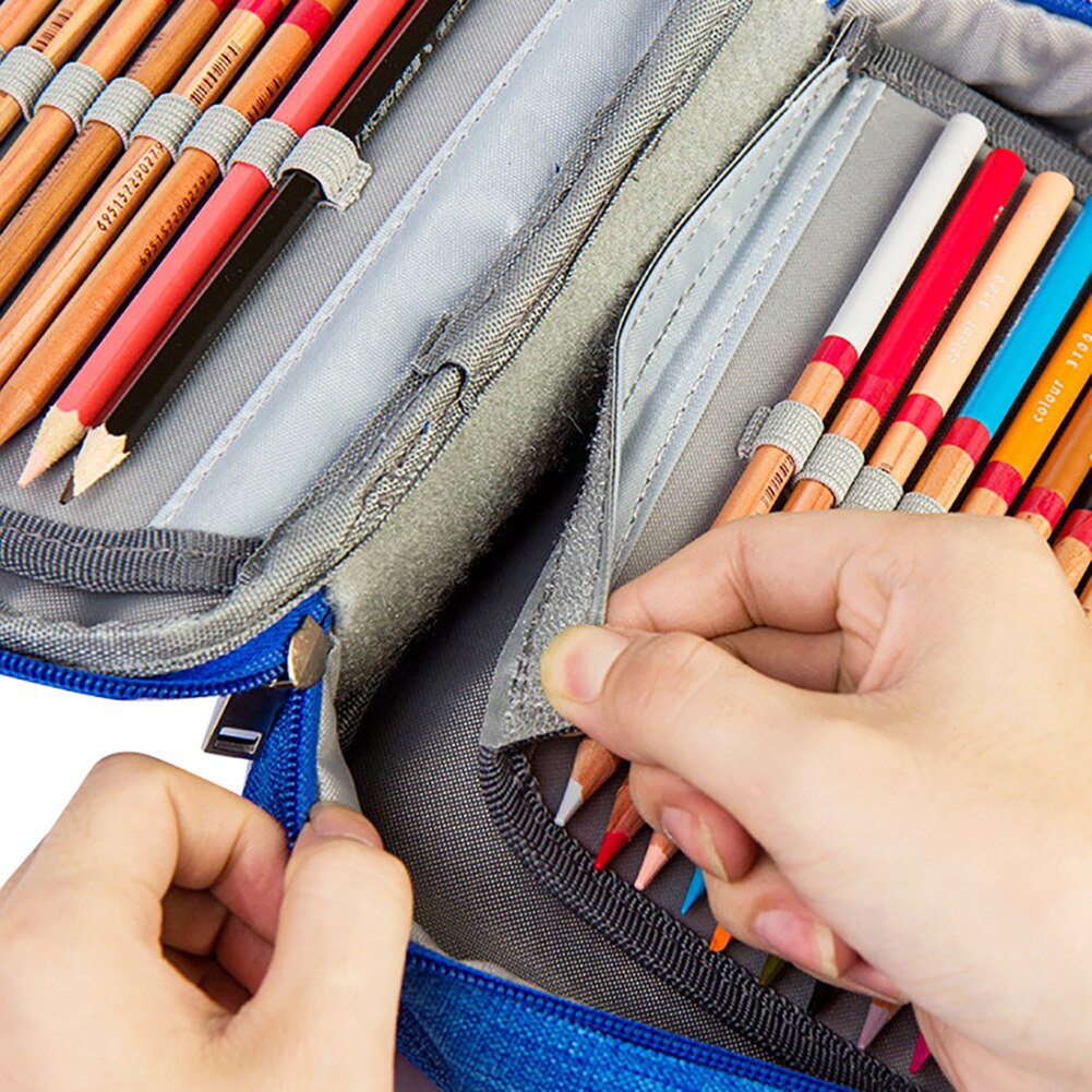 Large Capacity 72 Holes Zipper Pencil Case Zipper Closure Pen Bag Polyester Stationery Storage Pencil case School Office Supply
