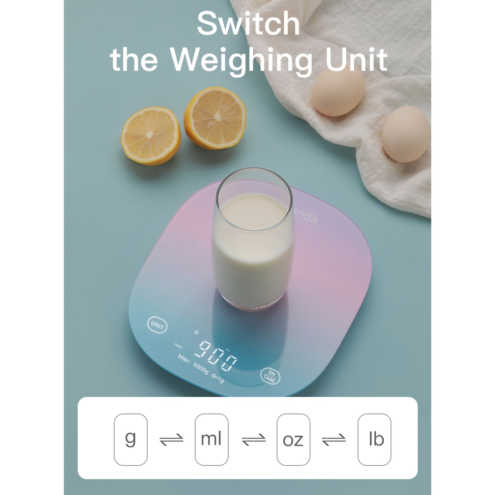 1pc 5Kg x 1g Digital Kitchen Scale Diet Food Weight Touch Screen - Blue Pink