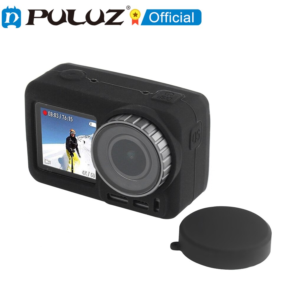 PULUZ-funda protectora de silicona con lente para DJI Osmo Action, funda suave