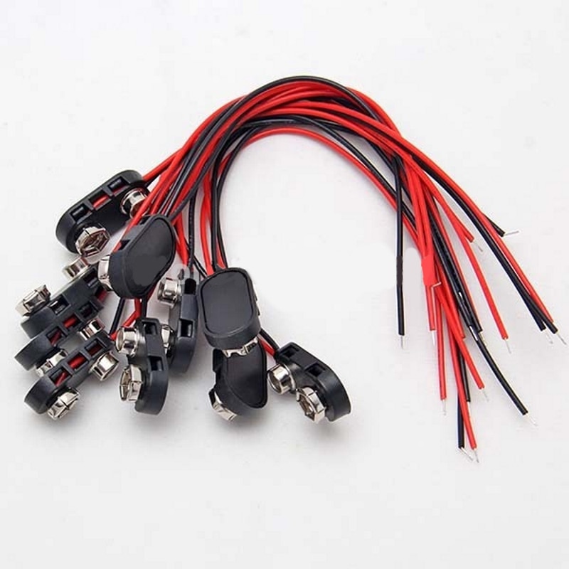 10pcs Snap on 9V (9 Volt) Battery Clip Connector Hard Shell