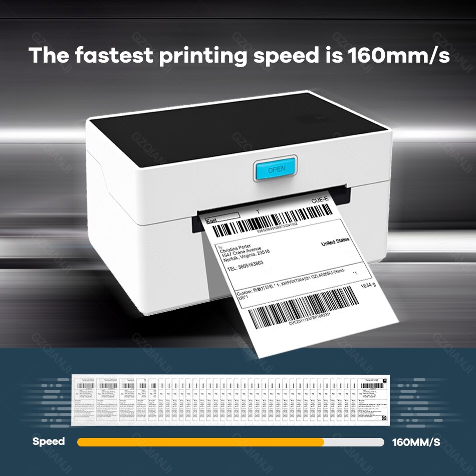 4x6 USB Bluetooth Thermal Printer Label Maker Sticker Label Barcode Printer for Express Label Printing High Speed