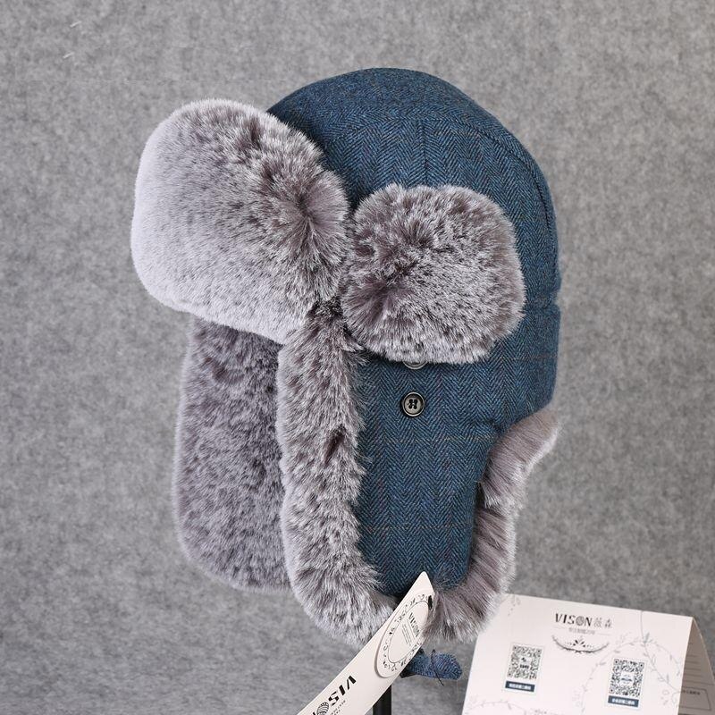 B-8501 męskie zimowe ciepłe czapki bombowiec dla dorosłych ochrona słuchu futrzane czapki wiatroszczelna czapka regulowana rosja Ushanka czapki