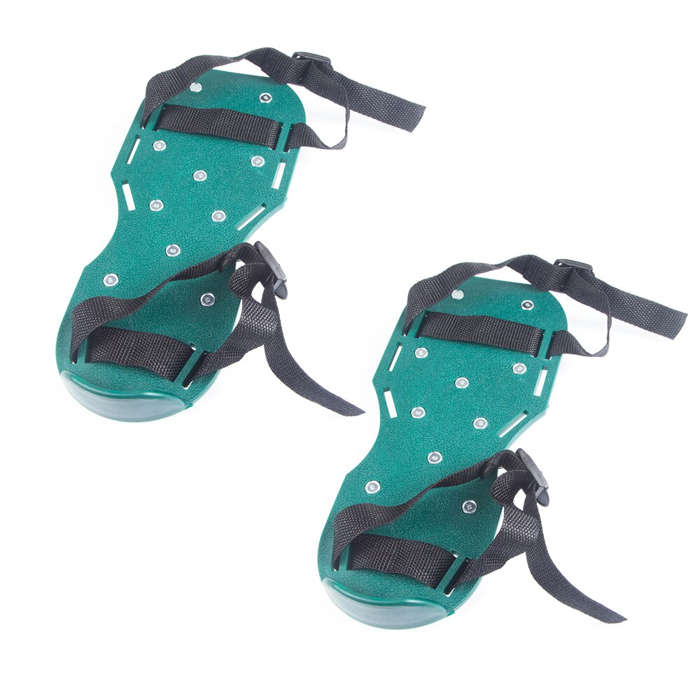 Zapatos aireadores para césped y jardín, sandalias, zapatillas de aireación con puntas de césped, par de herramientas con puntas verdes, clavo de Suelo Suelto, cultivador para caminar Revitalize césped Sho: green