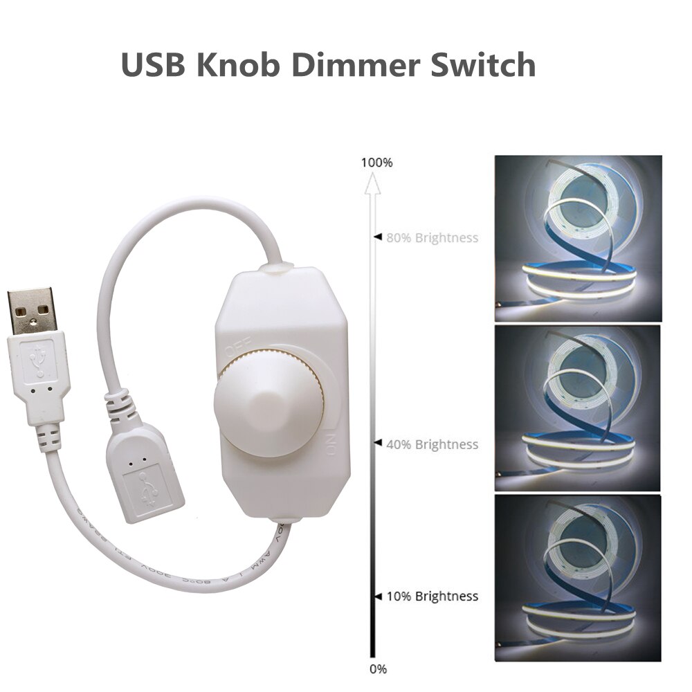 Usb Knop Dimmer Led Strip Schakelaar Wit/Zwart Usb 5V Knop Verlichting Accessoires Dimmers Switch Connector