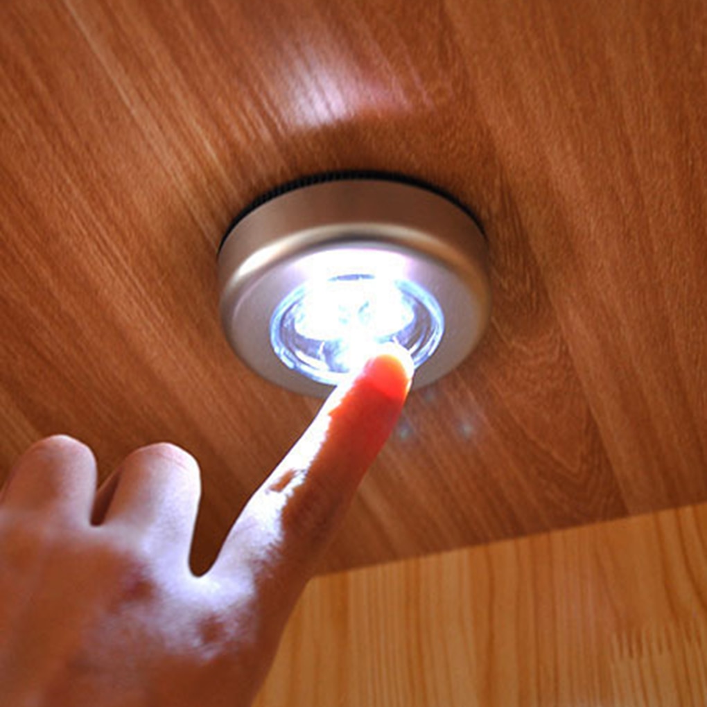 3 led batteridrevet trådløs natlampe stick tap touch push sikkerhedsskab skab køkken væglampe