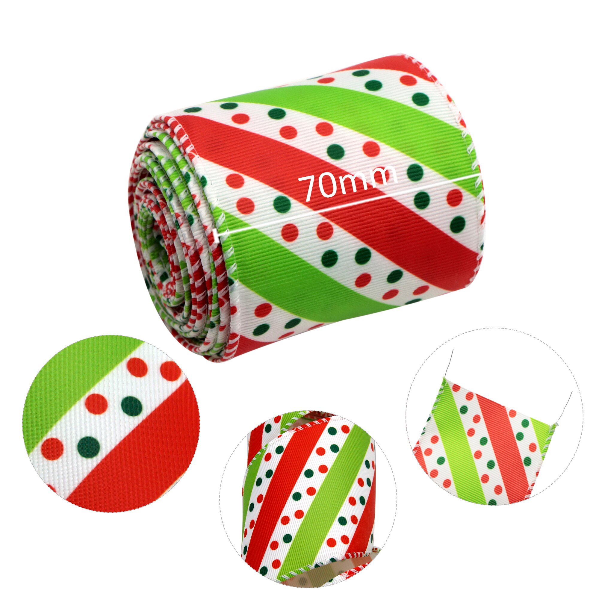 50yards Christmas Theme Wire Edge Grosgrain Ribbon，Making Home Textile Party Decor,50Yc13507: 1116843001