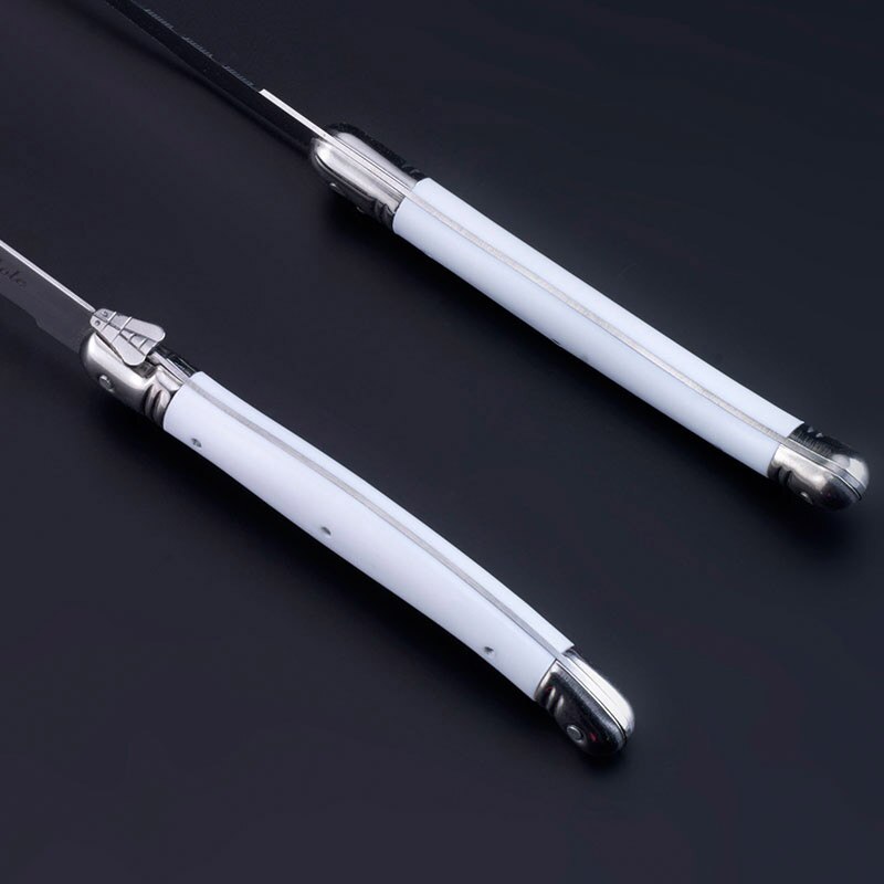 6 stk rustfri stål knive laguiole stil steak kniv sæt i træ skuffe bakke hvide håndtag køkken bestik sæt hjemmebestik