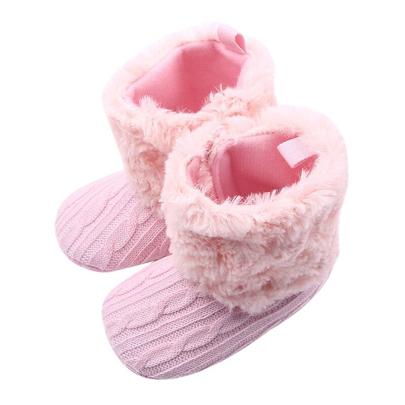 Baby Mädchen Jungen Schnee Stiefel Winter Gestrickte Halbe Warme Stiefel Kleinkind freundlicher Neue Weichen Boden Wolle Plüsch Schuhe43: P / 6-9 Months