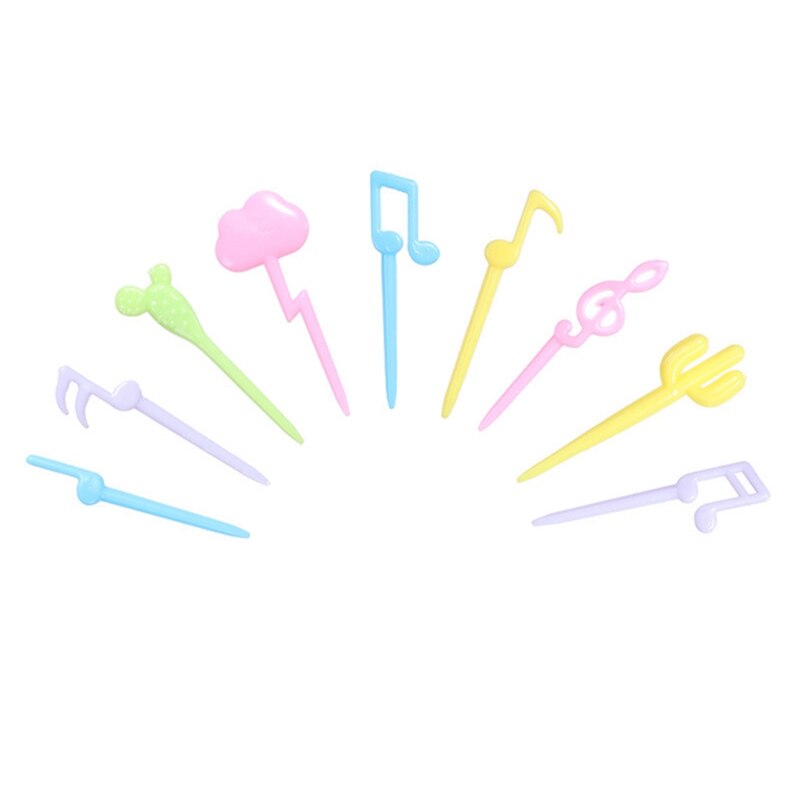 18 unids/pack de palillos de comida para niños con forma de nota Musical fruta tenedor Mini niños postre comida fruta palillo de dientes Bento Accesorios