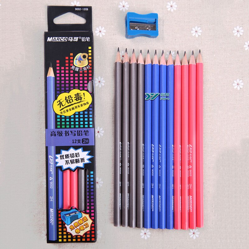 12Pcs/set Wooden Sketch Pencils 2B HB 2H Graphite Art Manual Draw Pen Office School Stationery Supplies