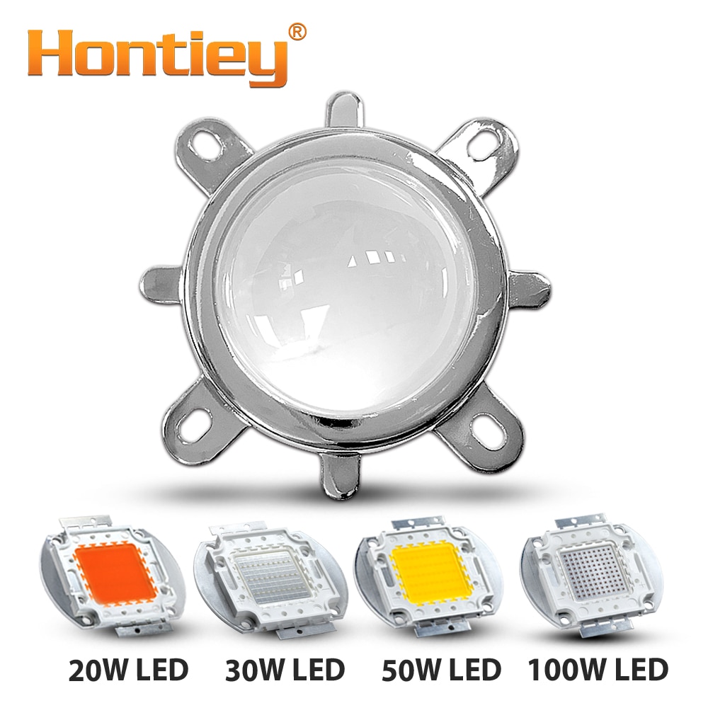 1 set 44mm LED Lens Optical Glass 60 90 120 degree Reflector Collimator Fixed Bracket 10W 20W 30W 50W 100W COB High Power Chip