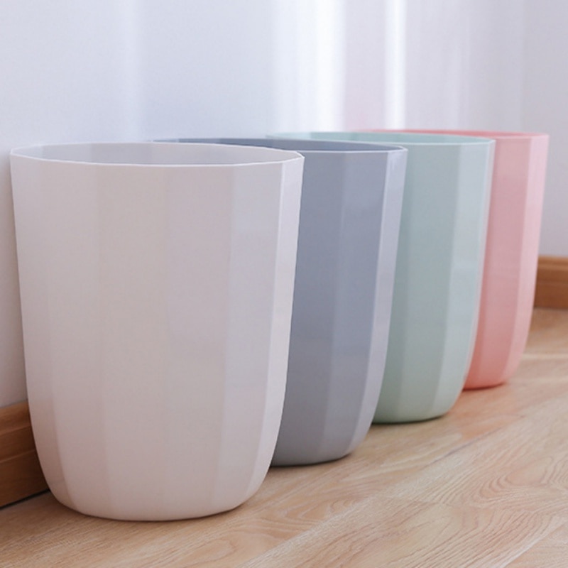 Simple Polygon Trash Can-Gray Blue Kitchen Cabinet Door Trash Garbage Bin Can Rubbish Container