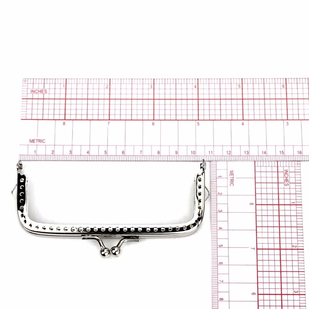 5 pcs/lot 5 sizes Square Glossy Silver basic Metal Purse Frame Kiss Clasp Lock DIY Bag Accessories 6.5/8.5/10.5/12.5/15.5CM