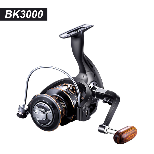 Fishing Spinning Reel 4.7:1 Ratio Ultra Smooth Wooden Knob Powerful Fishing Reel for Freshwater Saltwater Metal Fishing Vessel: BK3000