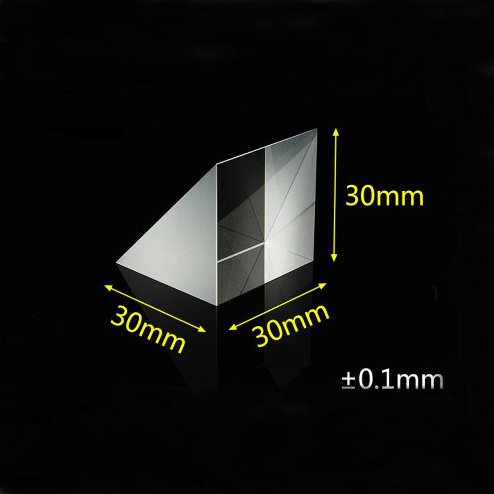 Optiskt glas rätvinkligt prisma 30*30*30 triangulär totalreflektion likbent mitsubishi spegel snedbeläggning