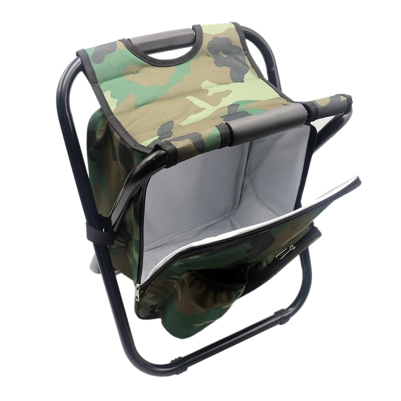 Bærbar camping sammenklappelig rygsæksstol dobbelt oxford klud køletaske camouflage fiskestol: Default Title