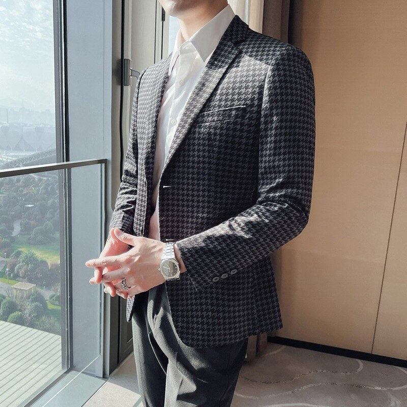 Chaqueta de terciopelo para hombre, traje informal de para boda, ropa de calle, vestido de novio Social, chaqueta masculina
