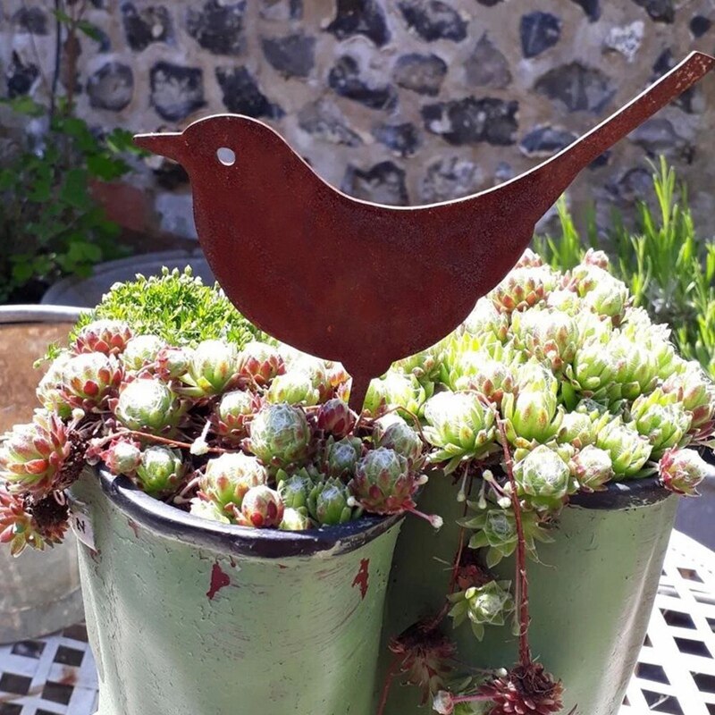 ! Rusty Metal Bird Silhouettes Garden Fence Decor Sparrow Robin Garden Birds Outdoors Garden Decoration Ornament Statue