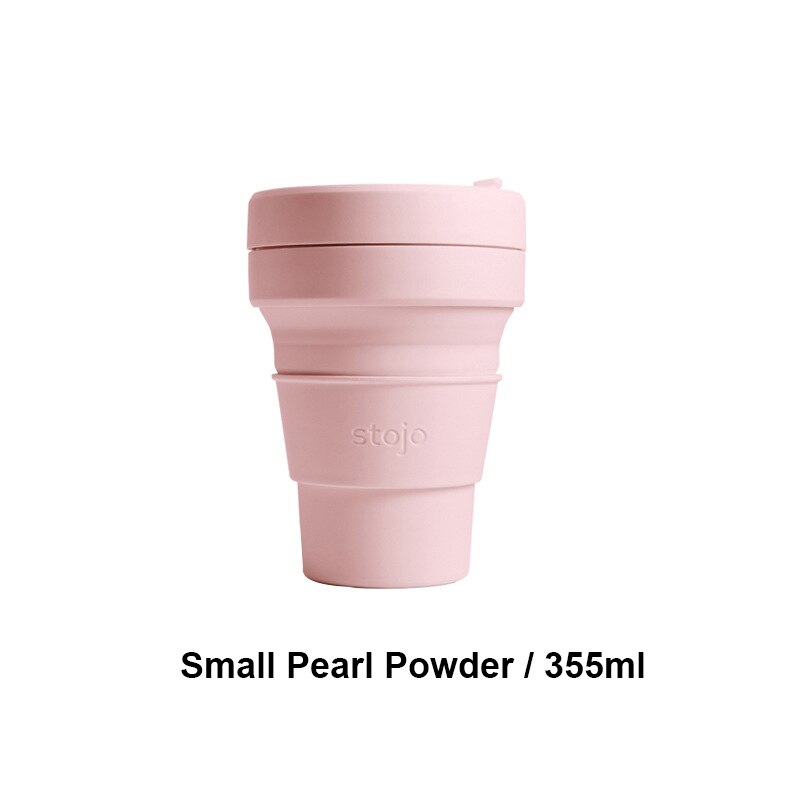 STOJO TASSE Klapp Silikon Tragbare Silikon kaffee tasse multi-funktion folding silica tasse Büro reise Wesentliche: smallpearl powder355