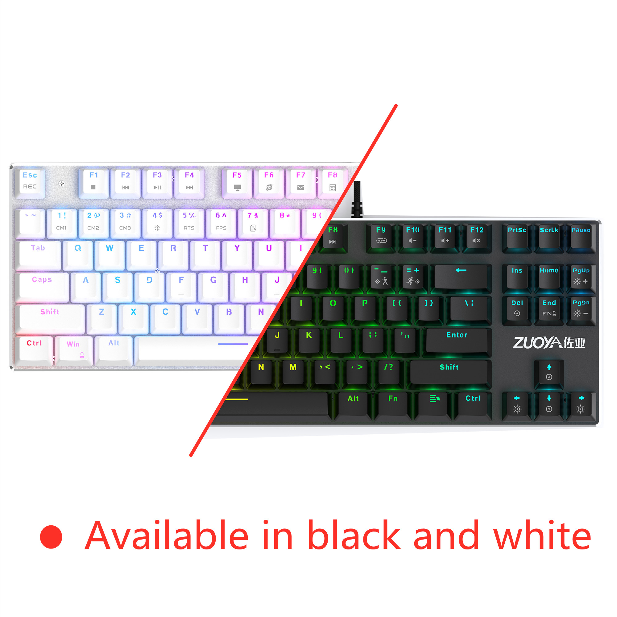 Original ZUOYA X76 Gaming Mechanical Keyboard USB Wired 87 keys with RGB Backlight Red/Blue Switch for PC Computer Gamer