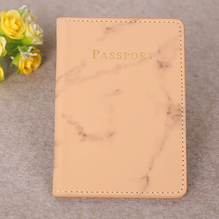 Frauen Männer Passport Abdeckung Pu Leder Marmor Stil Reise ID Kreditkarte Reisepass Paket Geldbörse Taschen Beutel: Bronze