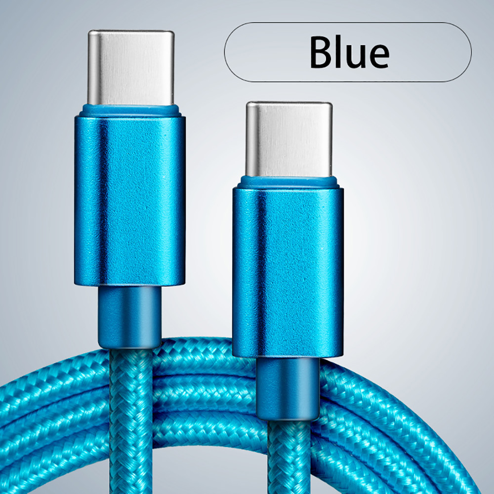66w 5a usb c till typ c snabbladdningskabel usb typ c till typ-c flätad nylonadapterkabel för snabbladdning 1m 2m 3m: Blå / 2m
