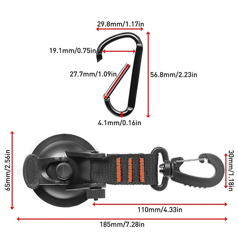 4Pcs Heavy Duty Suction Cup Anchor With Securing Hook And 4 Carabiner Tie Down, Camping Tarp Accessory For Tarps