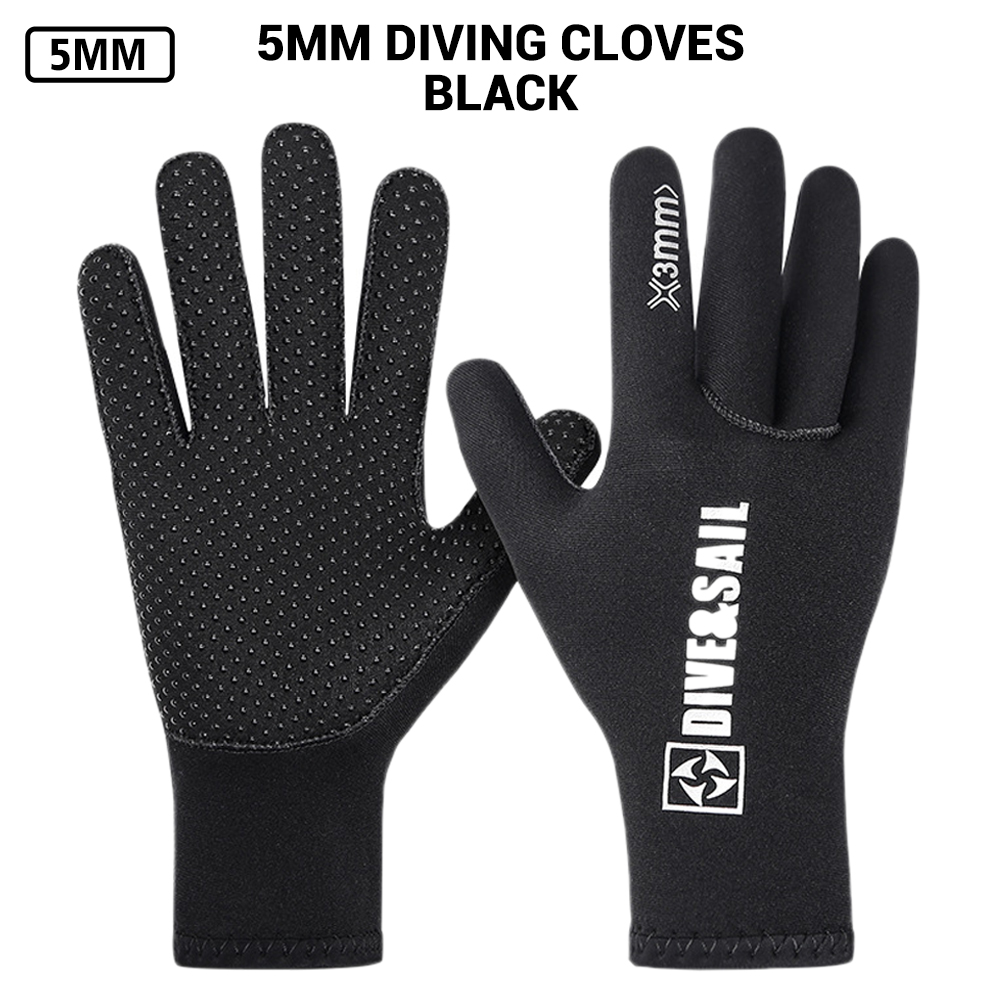 Gants de plongée en néoprène, équipement de natation, pour Kitesurf, pêche sous-marine, 5mm, 2mm, 3mm: D548027N BK 5MM / L