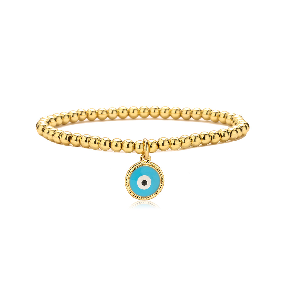 Kleurrijke Zirkoon Turkse Evil Eye Armbanden Bohemian Olie Druipen Hanger Armbanden Dating Sieraden: Bruingeel