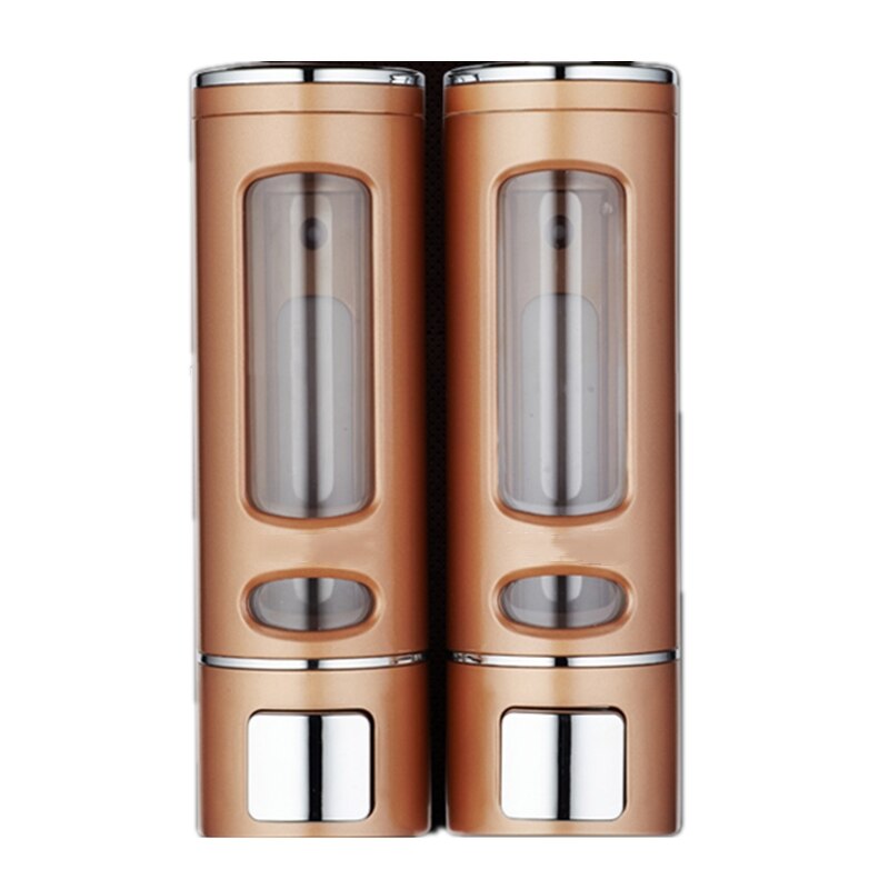 Enkele/dubbele 400ml zeepdispenser wandmontage douche bad shampoo dispenser vloeibare zeep container badkamer toilet accessoires: Champagne 2