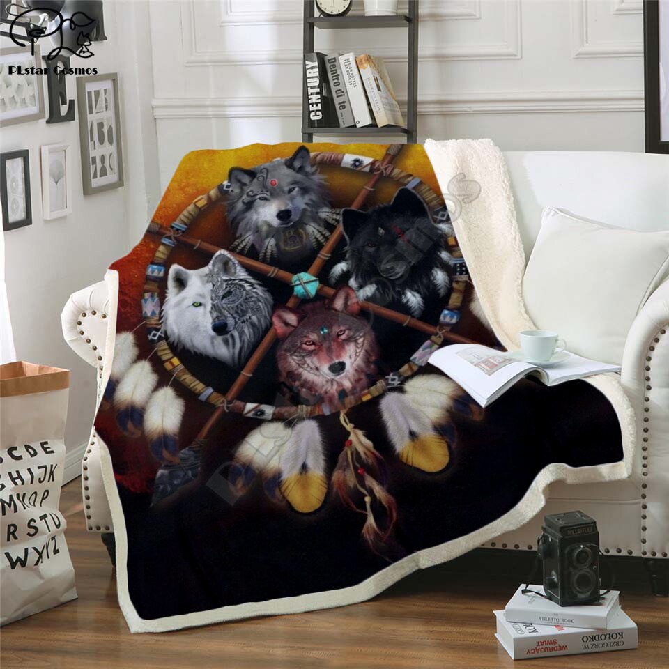 Luna MOND Wolf Decke Mit Kapuze 3D volle gedruckt tragbar Decke Erwachsene/Art Vlies Decke stil-1