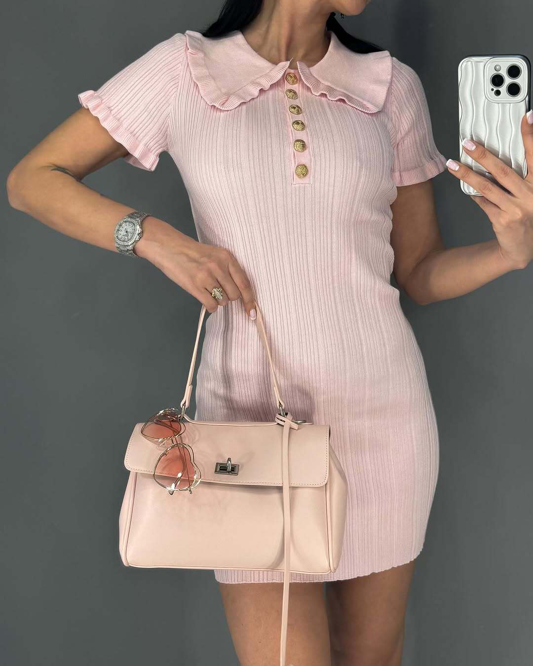 Stickad klänning damer vintage volanger slag kortärmad bodycon-klänningar dam casual sommar vit gul rosa svart: L / Blå