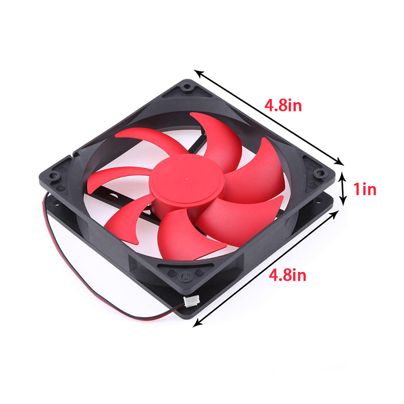 F12025 120mm PC Cooling Fan Red Blade 12V Desktop 3Wire Case Fan Cooler: Default Title
