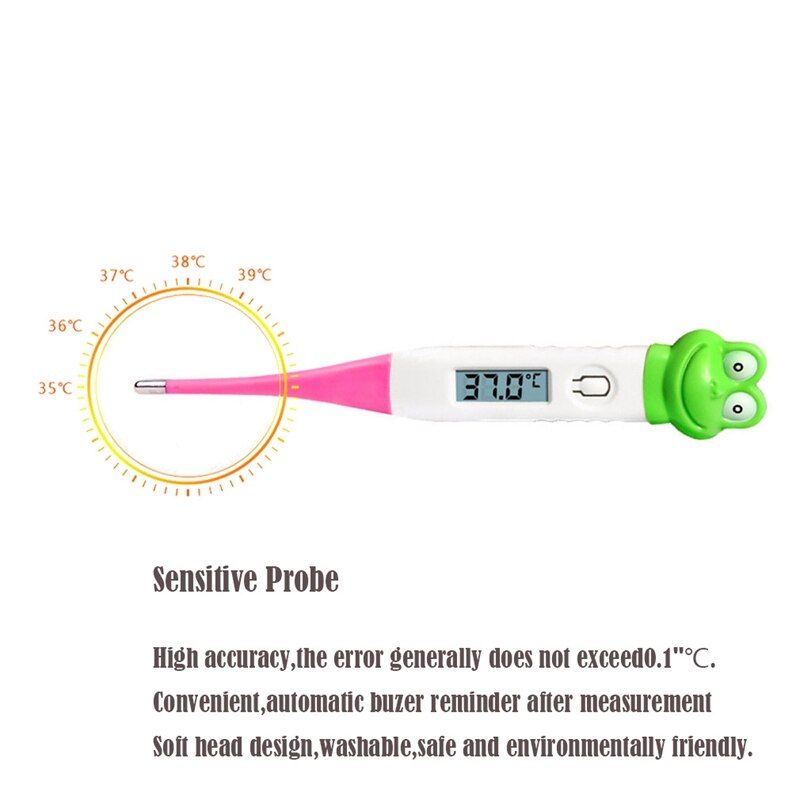 Termómetro Digital LCD de fiebre corporal para niños Prueba de Temperatura cabeza blanda de dibujos animados