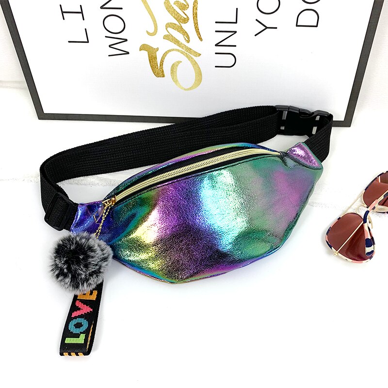 Delle Ragazze Delle donne del Pacchetto Della Vita di Arcobaleno Colorato di Fanny Sacchetto Della Cinghia Del Sacchetto Pom Amore Della Nappa Del Sacchetto Hip Bum Borse Da Viaggio di Sport Piccola Borsa di modo di Nuovo: Colorful