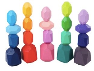 Arcobaleno di legno blocchi di costruzione per bambini block di legno pietra colorata giocattolo educativo di sovrapposizione gioco Jenga regalo equilibrio di pietra: 20pcs