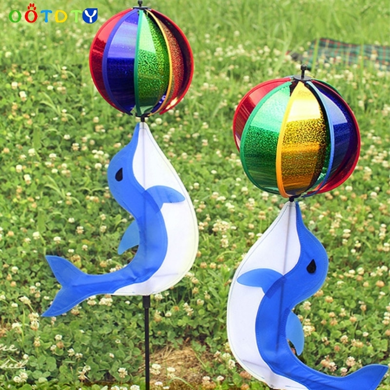 Regenboog Wind Spinner Kleurrijke Windmolen Leuke Cartoon Dier Dolfijn Winnower Kinderen Speelgoed