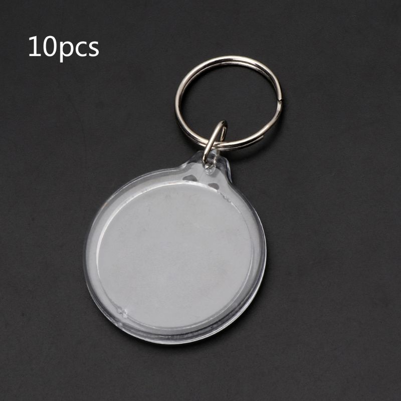 10Pcs Picture Blank Keyrings Transparent Acrylic Key Chains Insert Your Photo Picture Frame Keyring DIY Split Ring