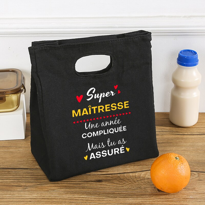 Merci Maîtresse geïsoleerde lunchtas voor dames Koeltas Thermische tas Draagbare lunchbox Zakken Ijspak Tote Voedsel Picknickzakken Cadeau: Rood